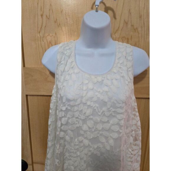 White Lace Sleeveless Shift Dress By Max Studio - Floral Pattern fairycore whims - Picture 3 of 8